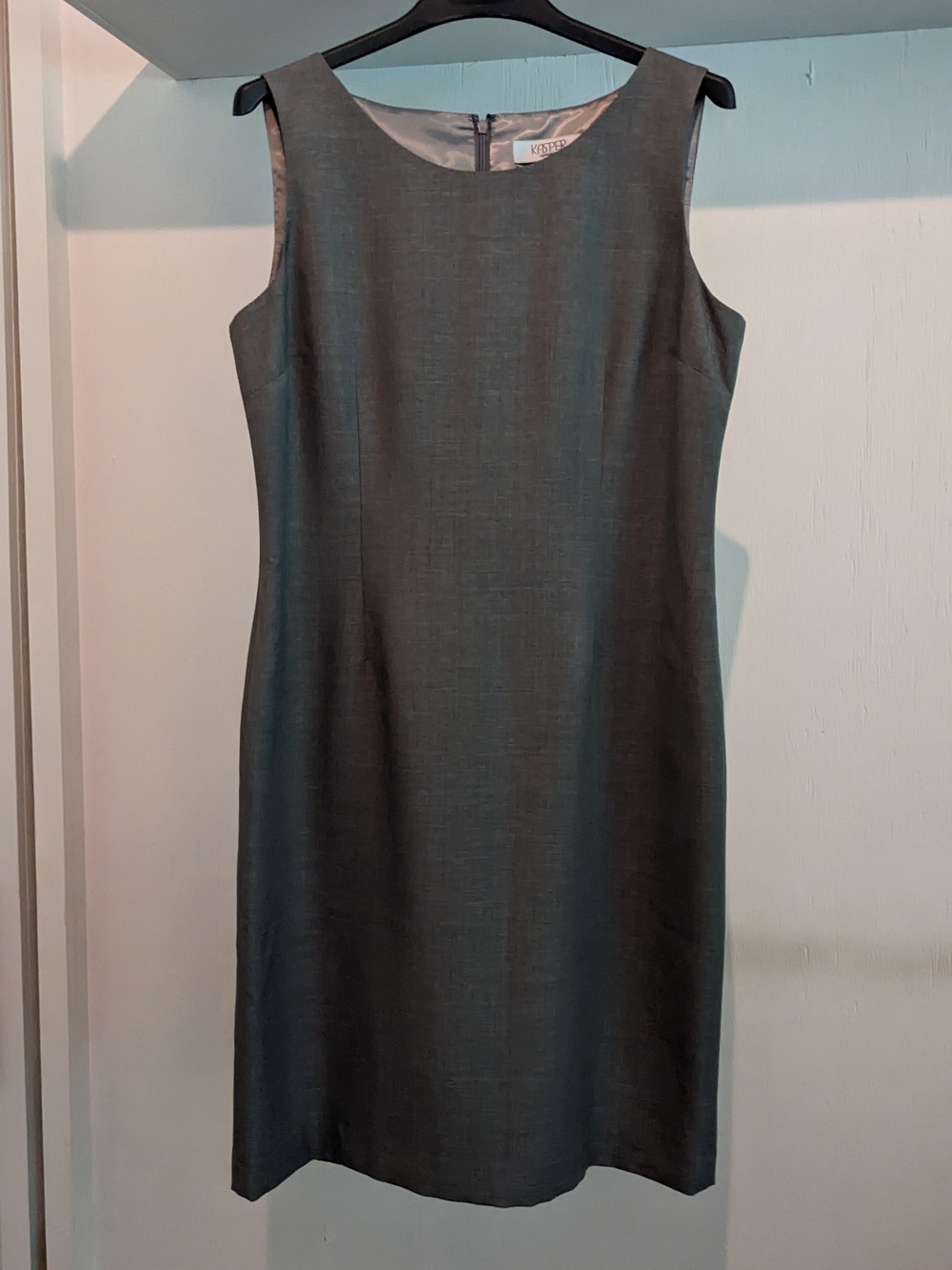 Kasper Sleeveless Sheath Dress in Charcoal Gray Office Interview